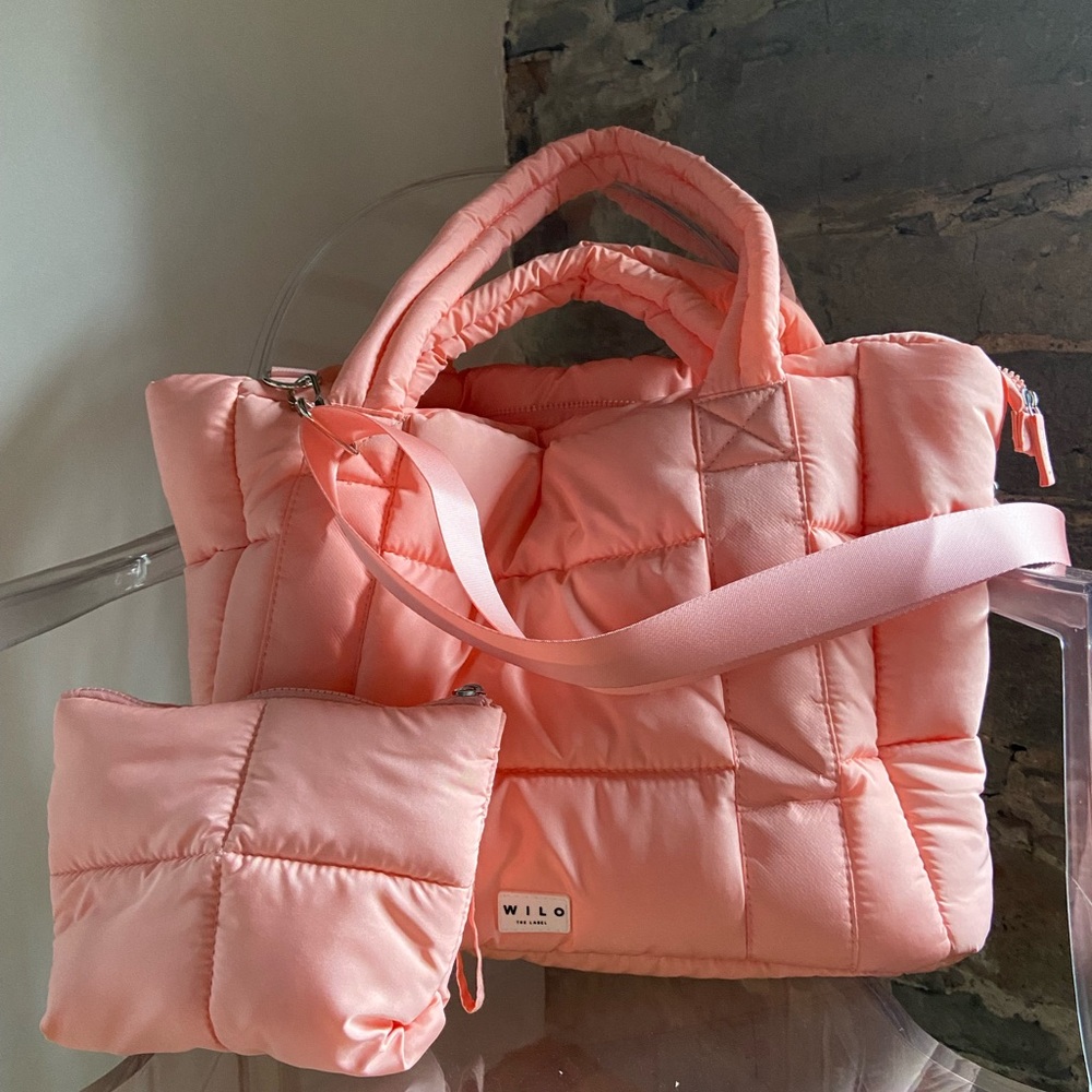 Wilo Coral Quilted Women's Tote Bag Set - Picture 2 of 6